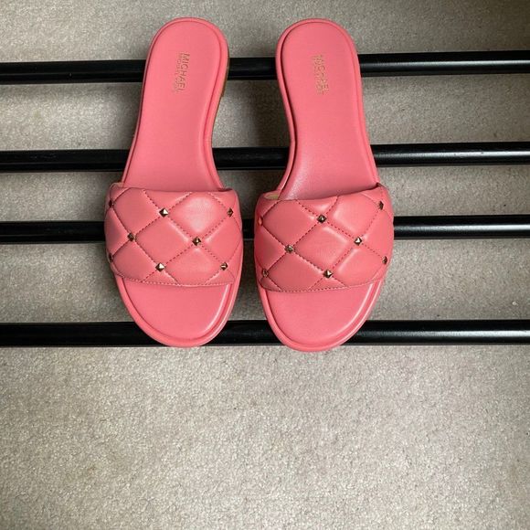 MICHAEL KORS Women Hayworth Studded Slide Sandals - NEW NWOB - Picture 1 of 8